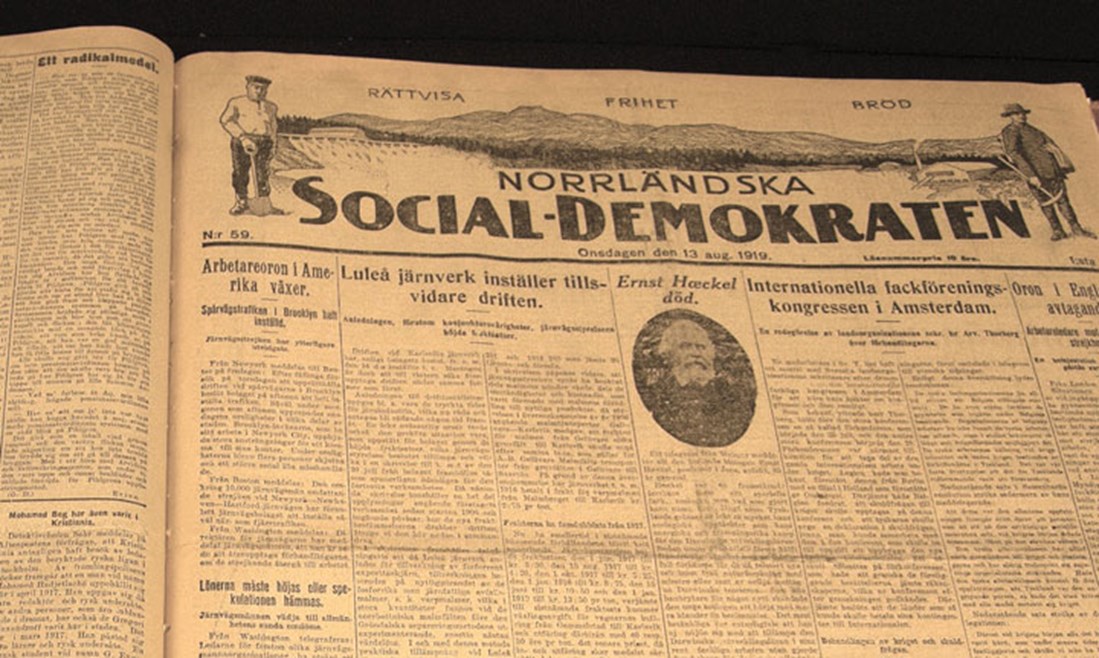 Tidningen Norrländska Socialdemokraten från 1919