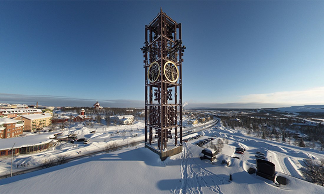 Vy från taket på Kiruna gamla stadshus Igloo